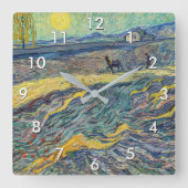 ヴィンセント・ヴァン・ゴッホ - 農作業する人々のいる野 スクエア壁時計 (正面)