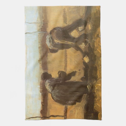 ヴィンセント・ヴァン・ゴッホ - 農民がじゃがいもを植える キッチンタオル (縦)