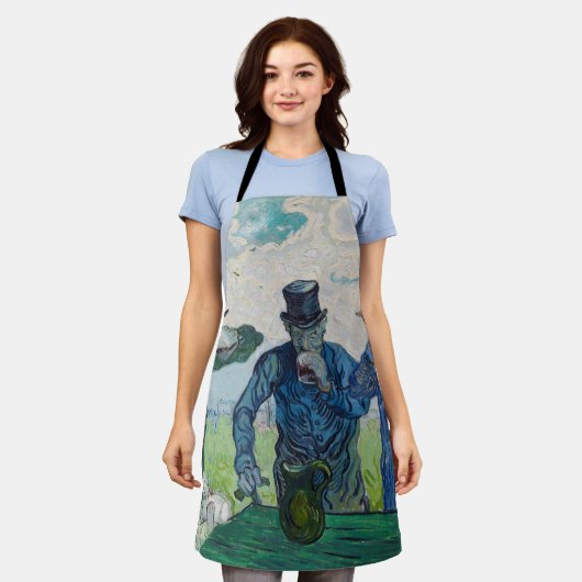 ヴィンセント・ヴァン・ゴッホ - 酒飲みたち（ダウミエール作の模作） エプロン (着用した状態)