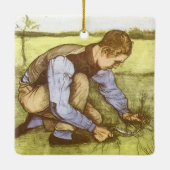 ヴィンセント・ヴァン・ゴッホ – 鎌で草刈り少年 セラミックオーナメント (裏面)