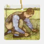 ヴィンセント・ヴァン・ゴッホ – 鎌で草刈り少年 セラミックオーナメント (正面)