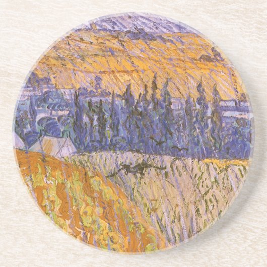 ヴィンセント・ヴァン・ゴッホ - 雨のオーベールの風景 コースター (正面)