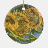 ヴィンセント・ヴァン・ゴッホ - 静物：四本の切り取られたひまわり セラミックオーナメント (裏面)