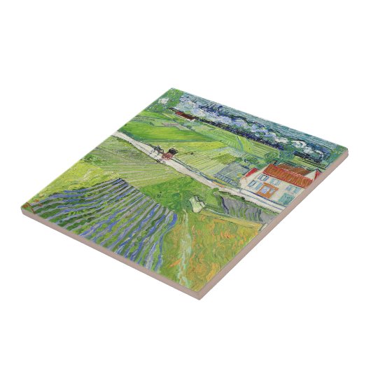 ヴィンセント・ヴァン・ゴッホ - 馬車と列車のある風景 タイル (側面)