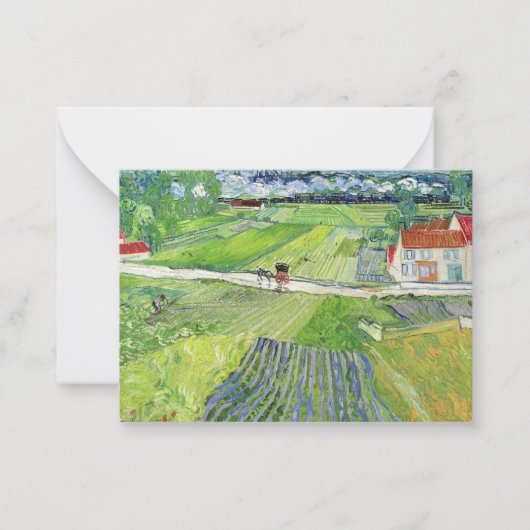 ヴィンセント・ヴァン・ゴッホ - 馬車と列車のある風景 ノートカード (正面)