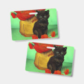 ヴィンセント・ヴァン・ゴッホ 黒い子猫 赤い花 バッジ (正面&裏面)