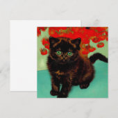 ヴィンセント・ヴァン・ゴッホ 黒猫 赤い花 招待状 (正面/裏面)