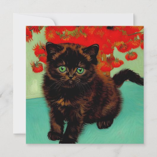 ヴィンセント・ヴァン・ゴッホ 黒猫 赤い花 招待状 (正面)