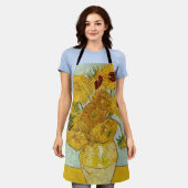 ヴィンセント・ヴァン・ゴッホ-12のひまわりの花瓶 エプロン (着用した状態)