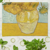 ヴィンセント・ヴァン・ゴッホ-12のひまわりの花瓶 キッチンタオル (折り畳み)