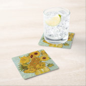 ヴィンセント・ヴァン・ゴッホ-12のひまわりの花瓶 スクエアペーパーコースター (インサイチュ)