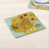 ヴィンセント・ヴァン・ゴッホ-12のひまわりの花瓶 スクエアペーパーコースター (アングル)