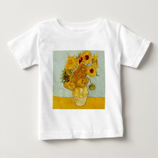 ヴィンセント・ヴァン・ゴッホ 12のひまわり 印象派 ベビーTシャツ (正面)