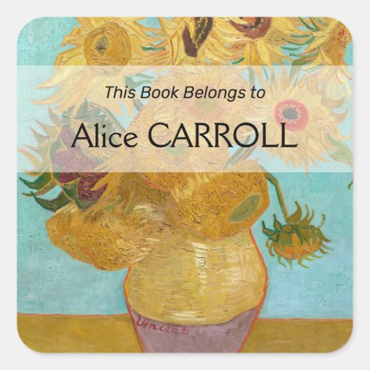 ヴィンセント・ヴァン・ゴッホ - 12本のひまわりが入った花瓶 スクエアシール (正面)