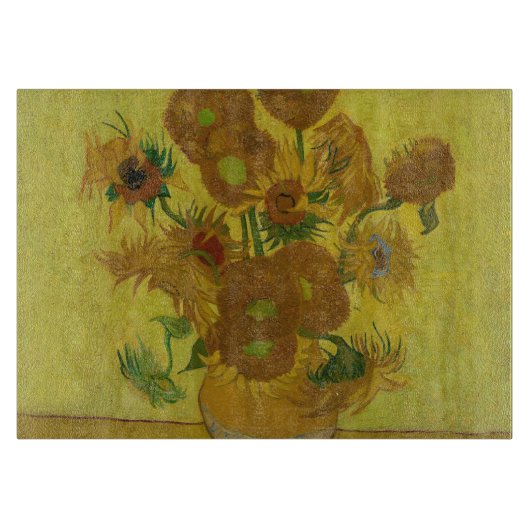 ヴィンセント・ヴァン・ゴッホ 15本のひまわり絵画 カッティングボード (正面)
