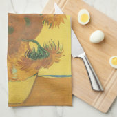 ヴィンセント・ヴァン・ゴッホ - 15 本のひまわりが入った花瓶 キッチンタオル (四つ折り)