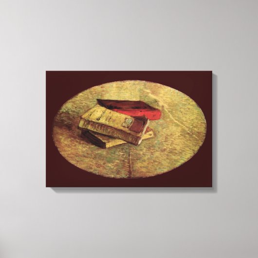 ヴィンセント・ヴァン・ゴッホ-3冊の本を持つ静物詩 キャンバスプリント (正面)