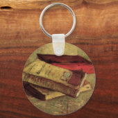ヴィンセント・ヴァン・ゴッホ-3冊の本を持つ静物詩 キーホルダー (正面)
