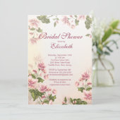 ヴィンタグかわいらしフローラピンクブラウスブライダルシャワー 招待状 (スタンド正面)