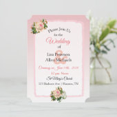 ヴィンタグバラピンクストライプのフローラ結婚式招待状 招待状 (スタンド正面)
