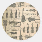 ヴィンタグミュージックノートパターンギターバイオリンチューバ ラウンドシール (正面)