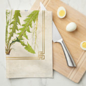 ヴィンタゲルハーブイエローダンデリオンフラワーボタニカル キッチンタオル (四つ折り)