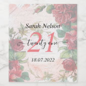 ヴィンタージュレッドローゼス21誕生日 ワインラベル (シングルラベル)