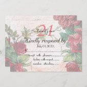 ヴィンタージュレッドローゼス21誕生日 招待状 (正面/裏面)