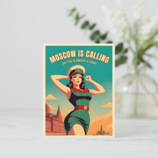 ヴィンテおもしろいージ旅行ソ連ソ連の冷戦ユーモア ポストカード (スタンド正面)