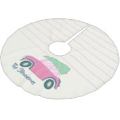 ヴィンテお洒落ージクリスマスツリーパーソナライズされた車 ブラッシュドポリエステルツリースカート (アングル)