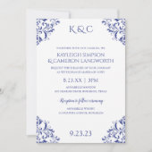 ヴィンテエレガントージウェディング招待状 |青王室の色 招待状 (正面)