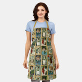 ヴィンテエレガントージクリスマスカード(金ゴールド付き縁ど) エプロン (着用した状態)