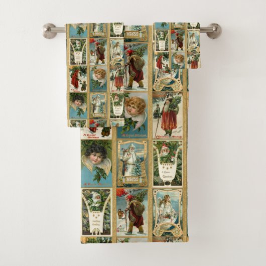 ヴィンテエレガントージクリスマスカード(金ゴールド付き縁ど) バスタオルセット (インサイチュ)