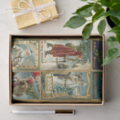 ヴィンテエレガントージクリスマスカード(金ゴールド付き縁ど) 薄葉紙 (ギフト)