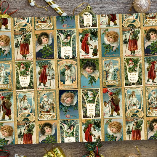 ヴィンテエレガントージクリスマスカード(金ゴールド付き縁ど) 薄葉紙