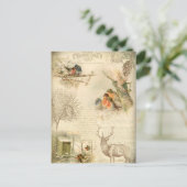 ヴィンテエレガントージ素朴・クリスマス・ウッドランド・コラージュ シーズンポストカード (スタンド正面)