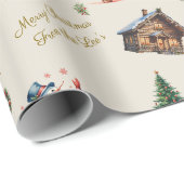 ヴィンテカスタムージクリスマス雪だるまキャビンリース ラッピングペーパー (ロールコーナー)