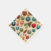 ヴィンテカラフルージクリスマスぶら下がったオーナメント スタンダードカクテルナプキン (角)