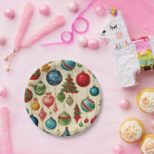 ヴィンテカラフルージクリスマスぶら下がったオーナメント ペーパープレート (パーティー)