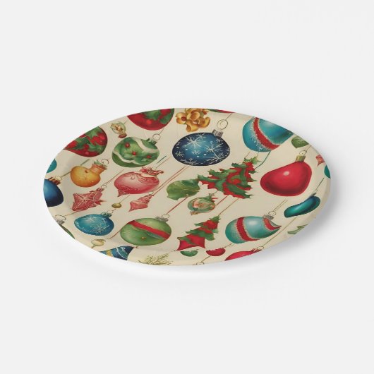 ヴィンテカラフルージクリスマスぶら下がったオーナメント ペーパープレート (アングル)