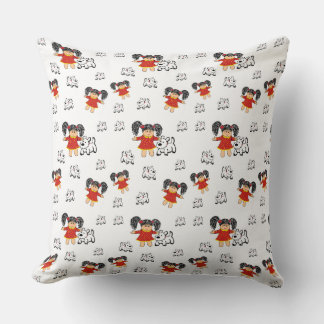 ヴィンテッド白黒レッドハンドドロー装飾用クッション クッション