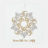 ヴィンテパーソナライズされたージエレガントクリスマス金ゴールドシルバー メタルオーナメント (裏面)