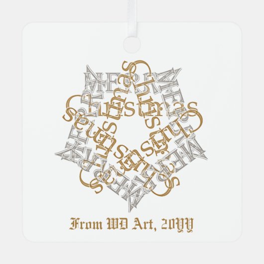ヴィンテパーソナライズされたージエレガントクリスマス金ゴールドシルバー メタルオーナメント (正面)