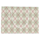 ヴィンテパーソナライズされたージクリスマスアーガイル抱き枕 ラージペーパーバッグ (裏面)