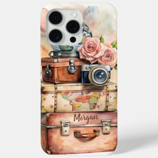 ヴィンテパーソナライズされたージ旅行イラストレーション Case-Mate iPhoneケース (裏面)