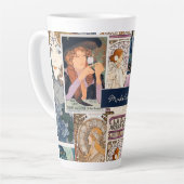 ヴィンテフランスのージポスターアートコラージュパーソナライズされた カフェラテマグ (左アングル)