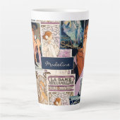 ヴィンテフランスのージポスターアートコラージュパーソナライズされた カフェラテマグ (正面)