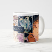 ヴィンテフランスのージポスターアートコラージュパーソナライズされた ジャンボコーヒーマグカップ (正面右)