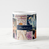 ヴィンテフランスのージポスターアートコラージュパーソナライズされた ジャンボコーヒーマグカップ (正面)