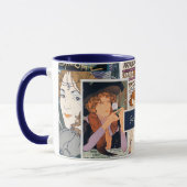 ヴィンテフランスのージポスターアートコラージュパーソナライズされた マグカップ (左)